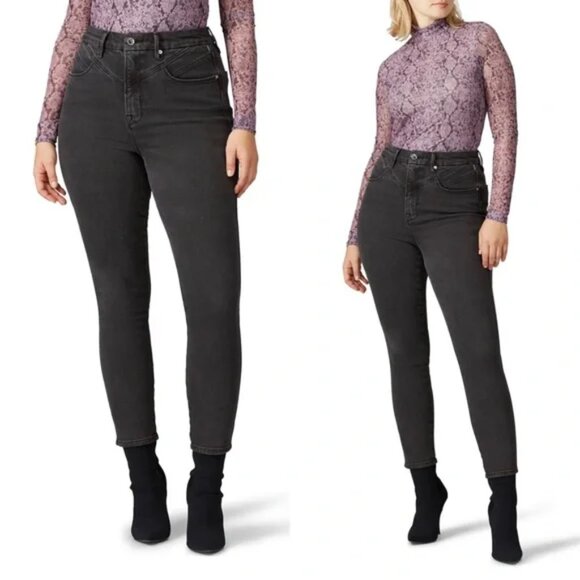 Good American Denim - Good American Good Curve Yoke Front Skinny Black Jeans 8/29